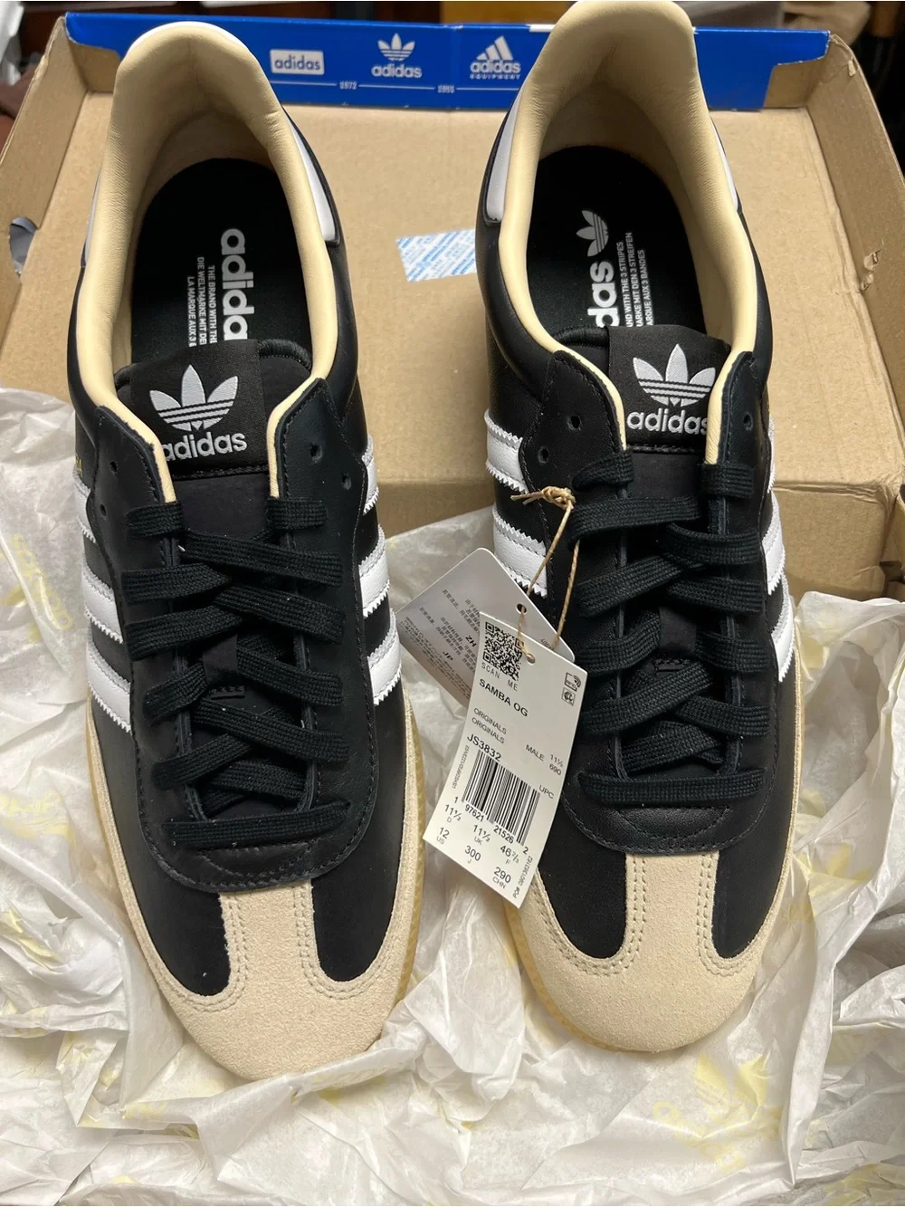 adidas Samba OG Sneakers in Black and Cream Suede